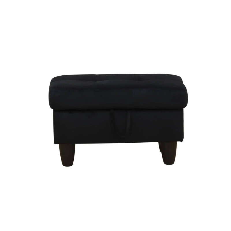 Velvet Upholstered 28.5" Wide Storage Ottoman, Dark Brown