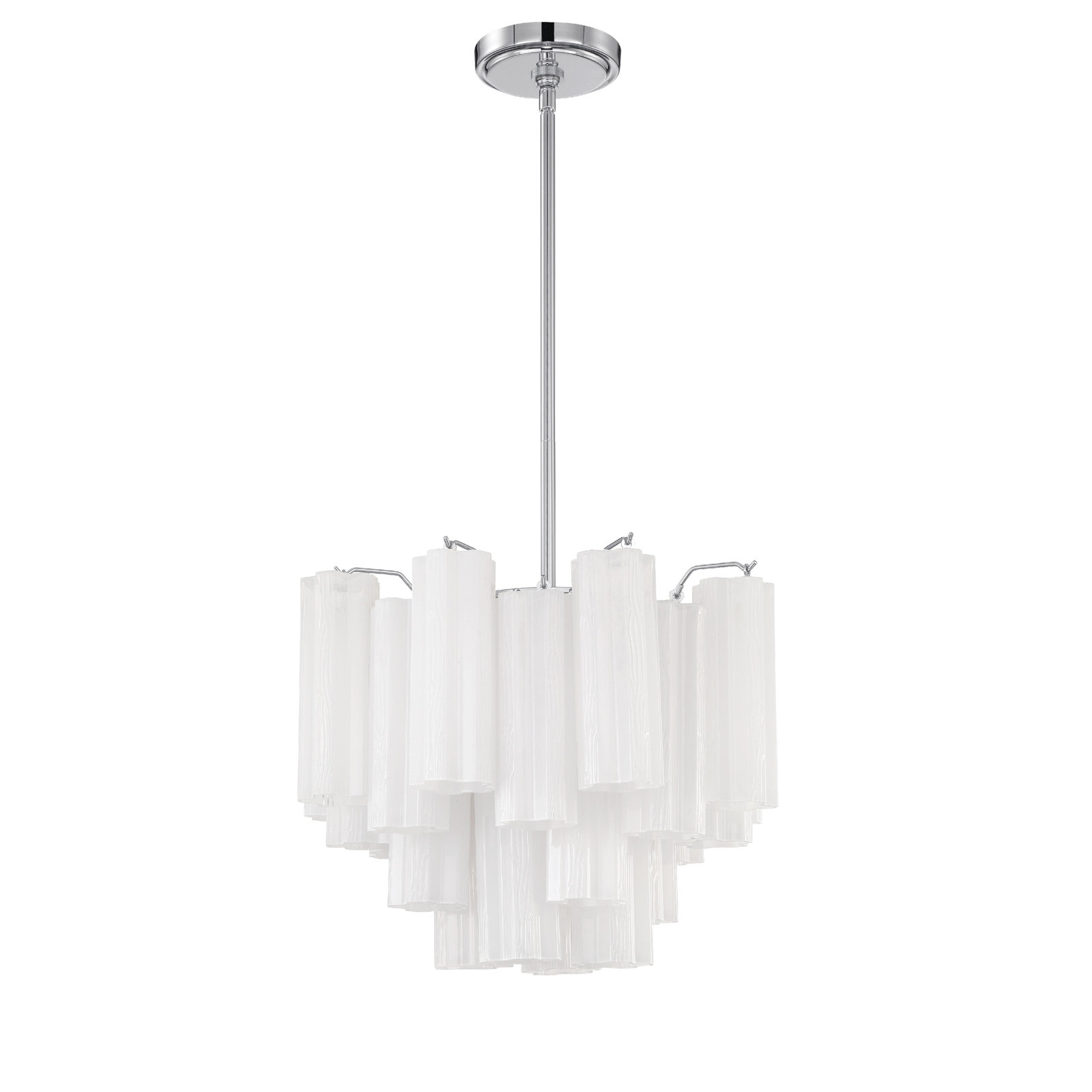 Arras Dimmable Tiered Chandelier, 13.75" H x 17.75" W x 17.75" D, Milk White, Polished Chrome
