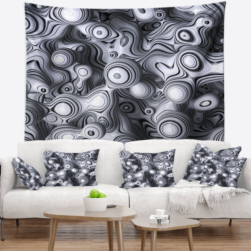Tapisserie bulles abstraites en 3d, H 68 po x l 80 po