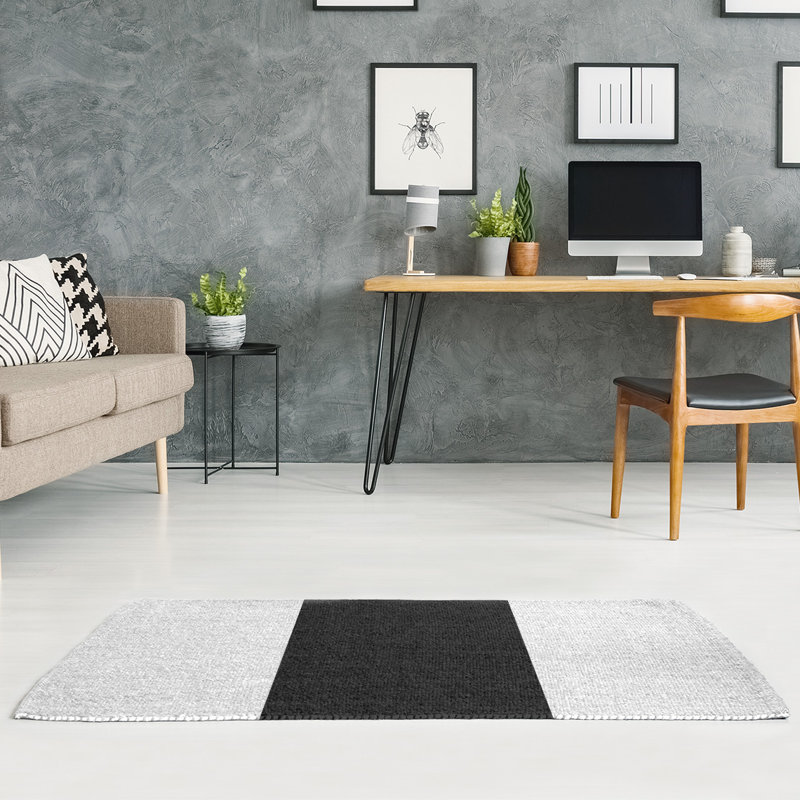 Tapis à rayures en poly-noir oakland, Rectangle 4 pi x 6 pi
