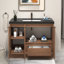Meuble-lavabo autoportant 41,7 po Monterey + lavabo en acrylique noir renforcé (portes à droite)-1381018470