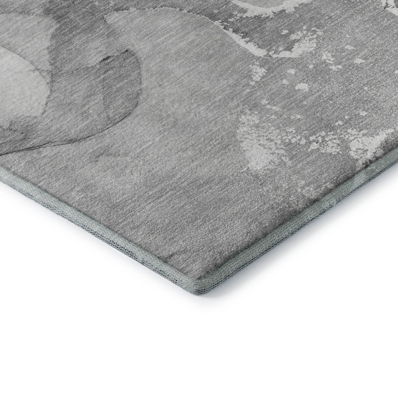 Premium Machine Washable Cerrito AMF517 Gray Rug, Rectangle 1'8" x 2'6"
