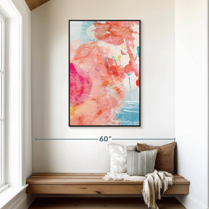 Wegener turquoise / rose, 31" X 46", Cadre flottant noir