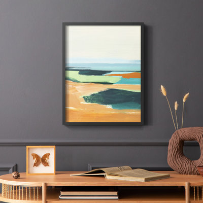 Aqua and Orange II Framed Print - Solid Wood