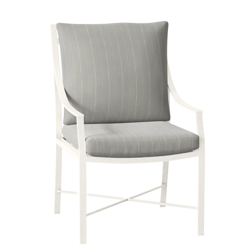 Monaco Patio Dining Armchair with Cushions, Slate Gray, Rollo Chambray InsideOut® Linen, No Welt