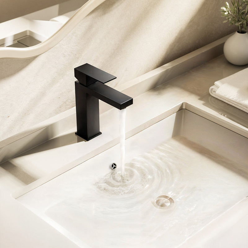 NO Single-handle Bathroom Faucet with Drain Assembly, Matte Black