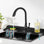 2025 New Silicone Faucet Mat For Kitchen Sink, 7° Slope Self-Draining Splash Guard With Snap Button Lock, Fast Drying Adjustable Sink Tray