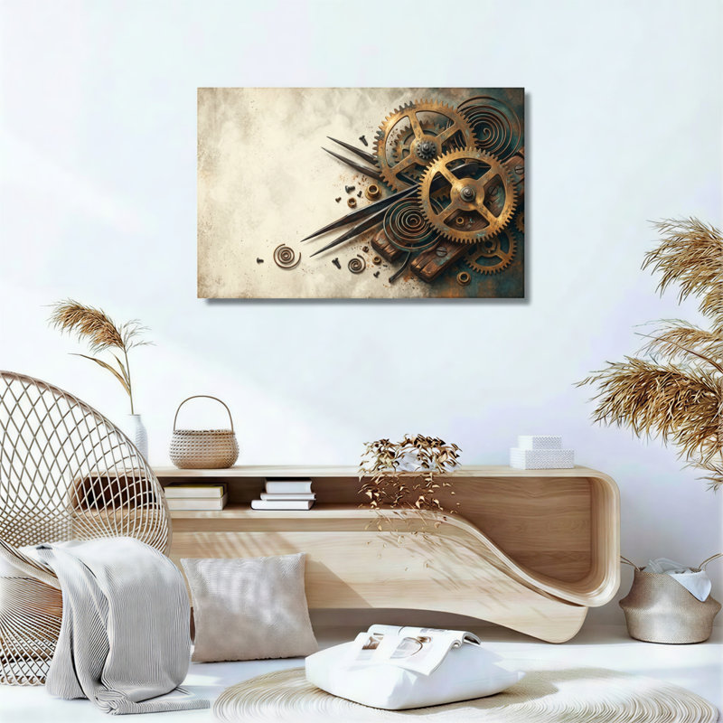Ensemble de 1 toile murale Steampunk à mécanisme, 28"H x 40"W, Wrapped Canvas