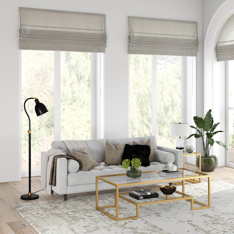 Frame Coffee Table with Storage, 43.18cm H x 137.16cm W x 60.96cm D, Brass