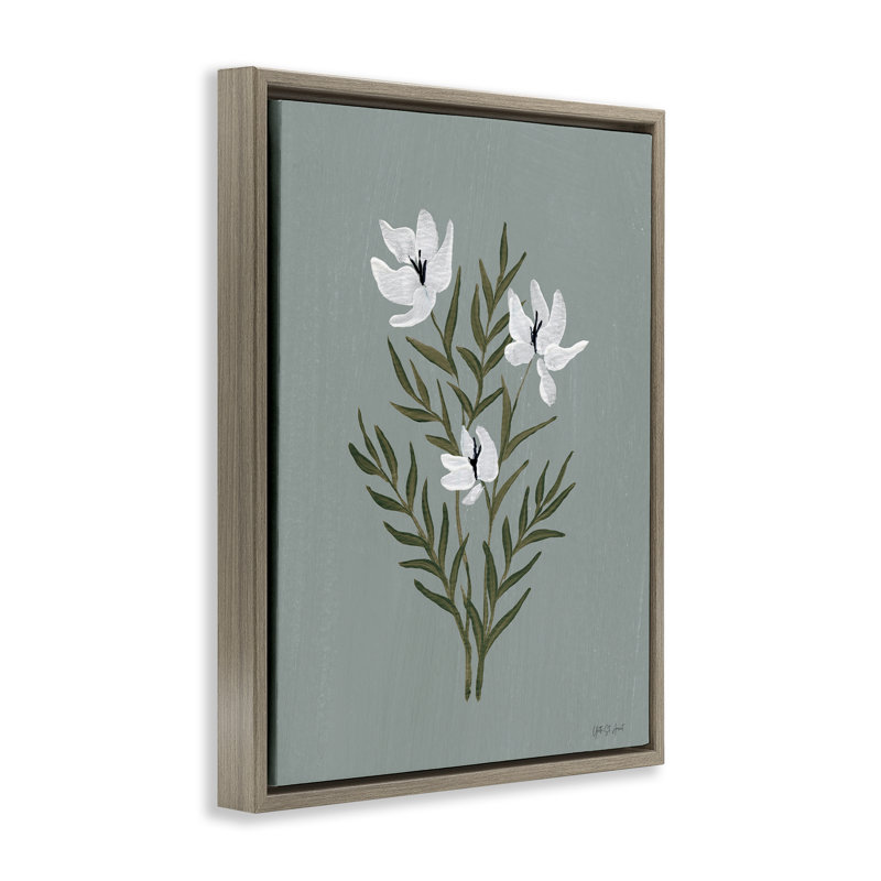 Cadre flottant Slate Blue Little Flower, design par Yvette St. Amant, Cadre flottant orme Montalcino, H 21 po x l 17 po