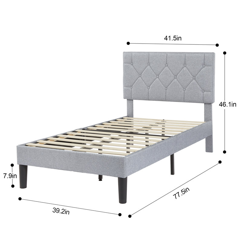 Ensemble de chambre à coucher avec cadre de lit et table de chevet 2 pièces (ensemble de 2), Simple