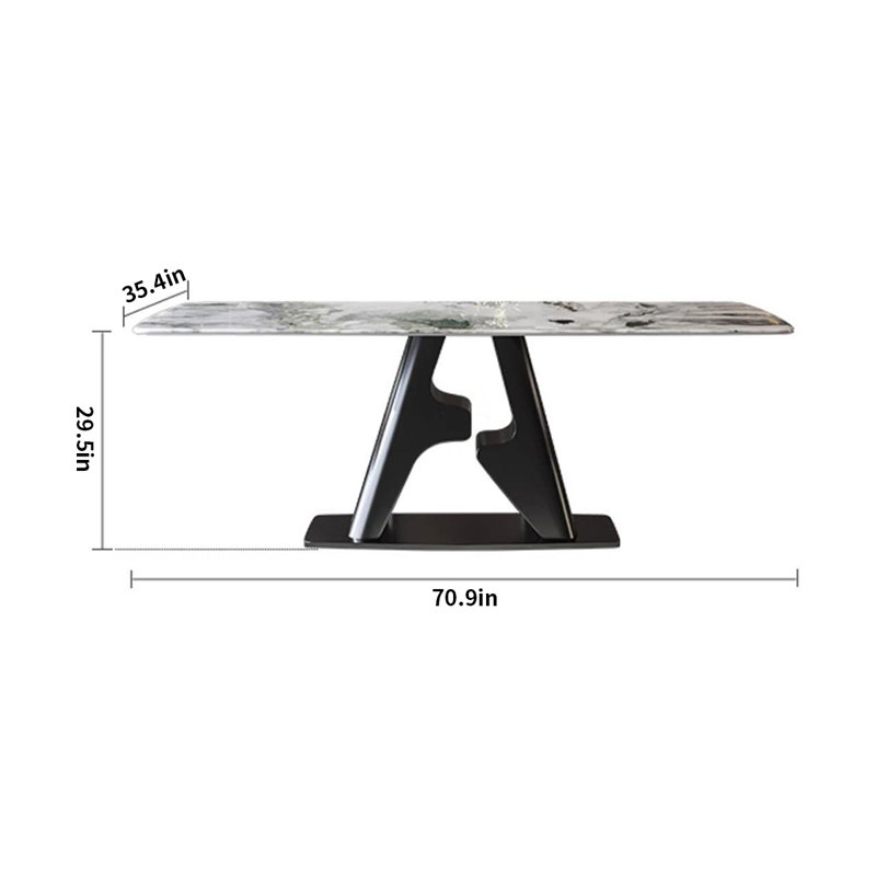 Modern Minimalist Rectangular Dining Table, 29.5"H x 70.9"L x 35.4"W