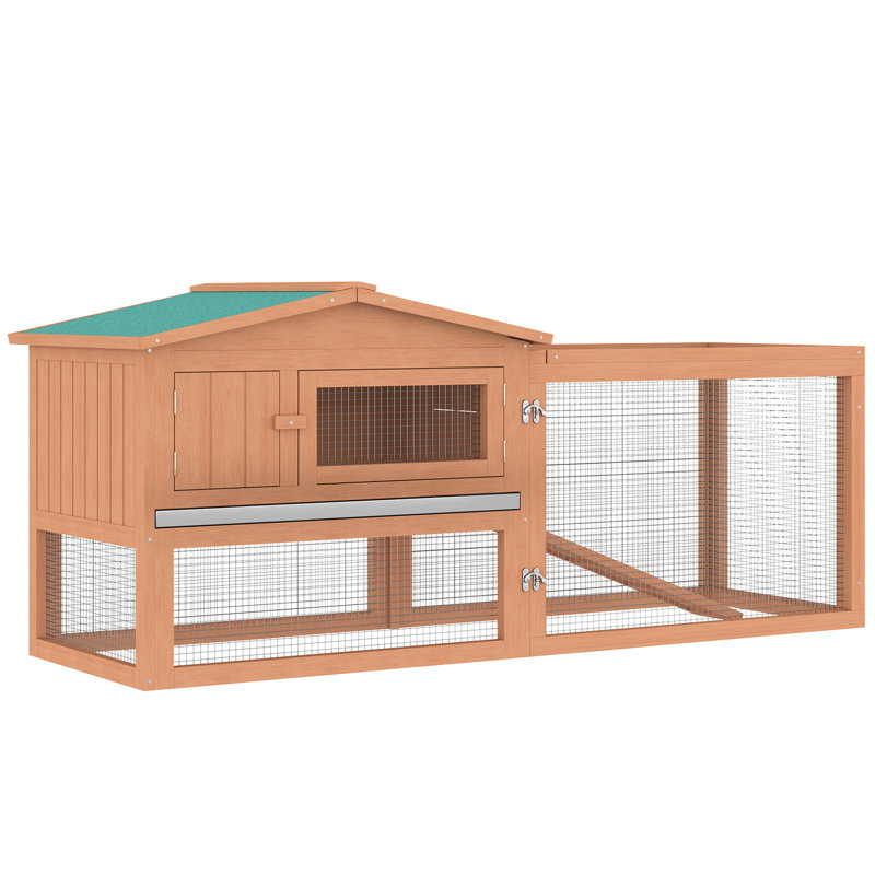 Grande cage à 2 couches avec plateau coulissant et motif appliqué, 61,5 po x 23 po x 27 po, pour 1 à 2 lapins