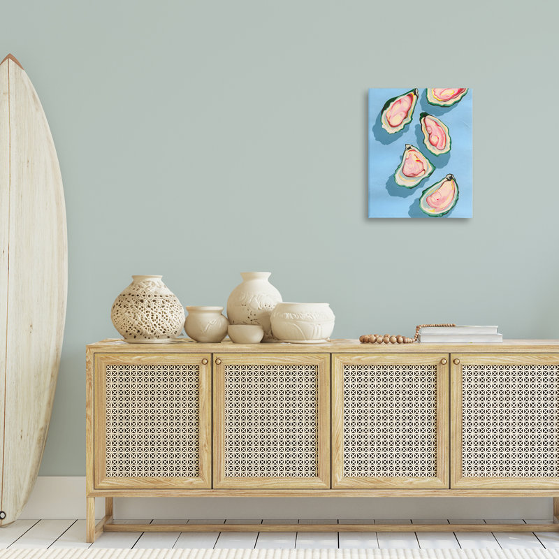 «Summer Beach Oysters», art mural sur toile par Grace Popp, H 20 po x l 16 po