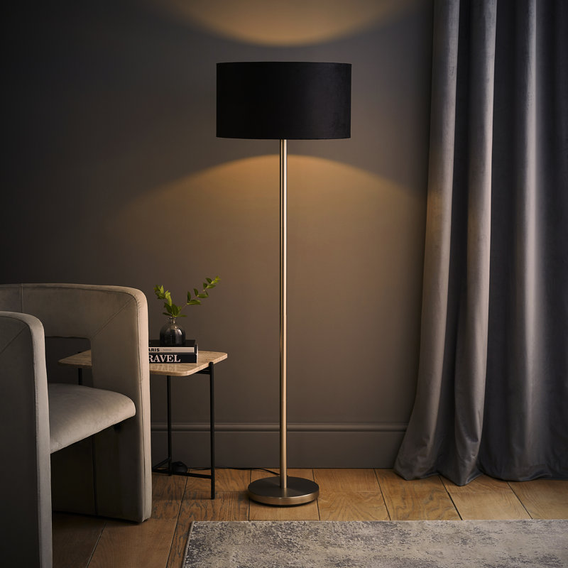Pearletta Traditional Floor Lamp Set, Yes, Chrome, Black