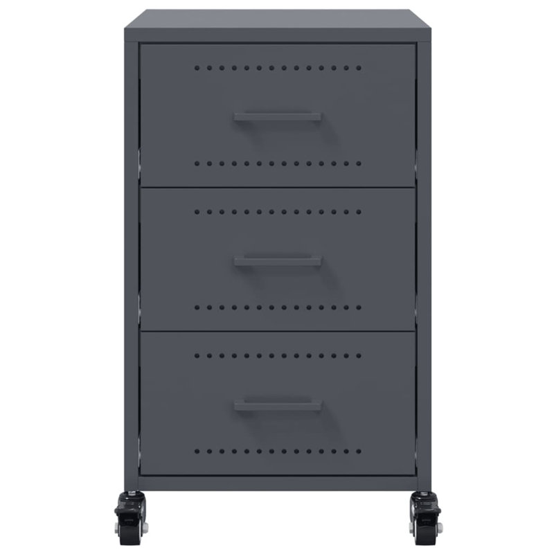 Aneyah 36cm W Steel Bedside Table, Anthracite
