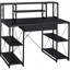 Bureau, bureau avec tablettes ouvertes et huche-685492055