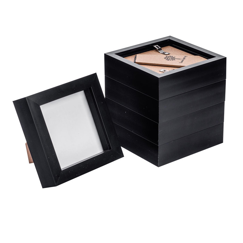 Nicola Spring - 3D Box Photo Frames - Pack of 5, 12.5cm H x 12.5cm W x 3.5cm D, Black