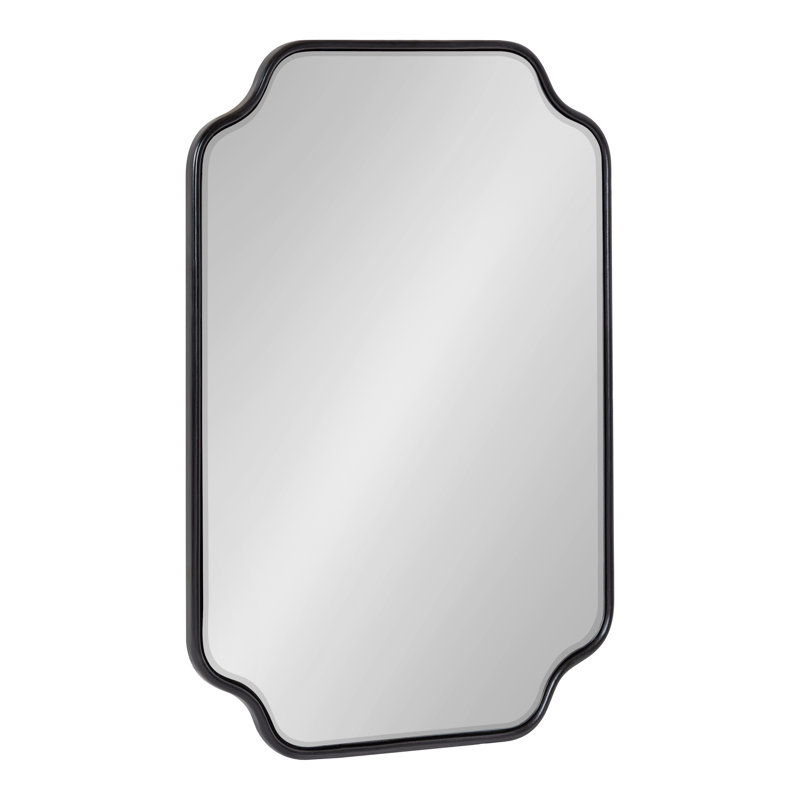 Aransa Scalloped Rectangle Wall Mirror, Black, 24" x 18"