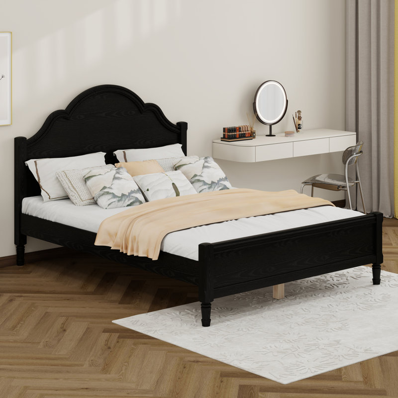 Lit plateforme en bois avec tête et pied de lit, lit de ferme moderne en bois pour enfants, adolescents, petits espaces
