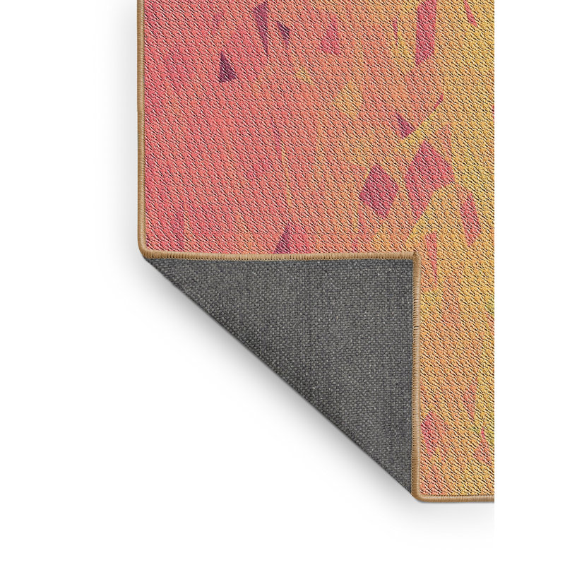 Tapis vert/jaune/rose à motifs Arlinda, Rectangle 2 pi x 3 pi