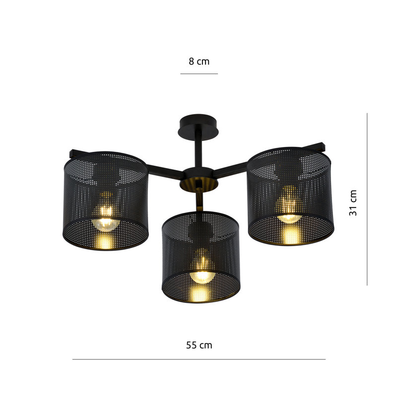 Seppo Flush Mount, 12cm H x 50cm W x 20cm D, Black