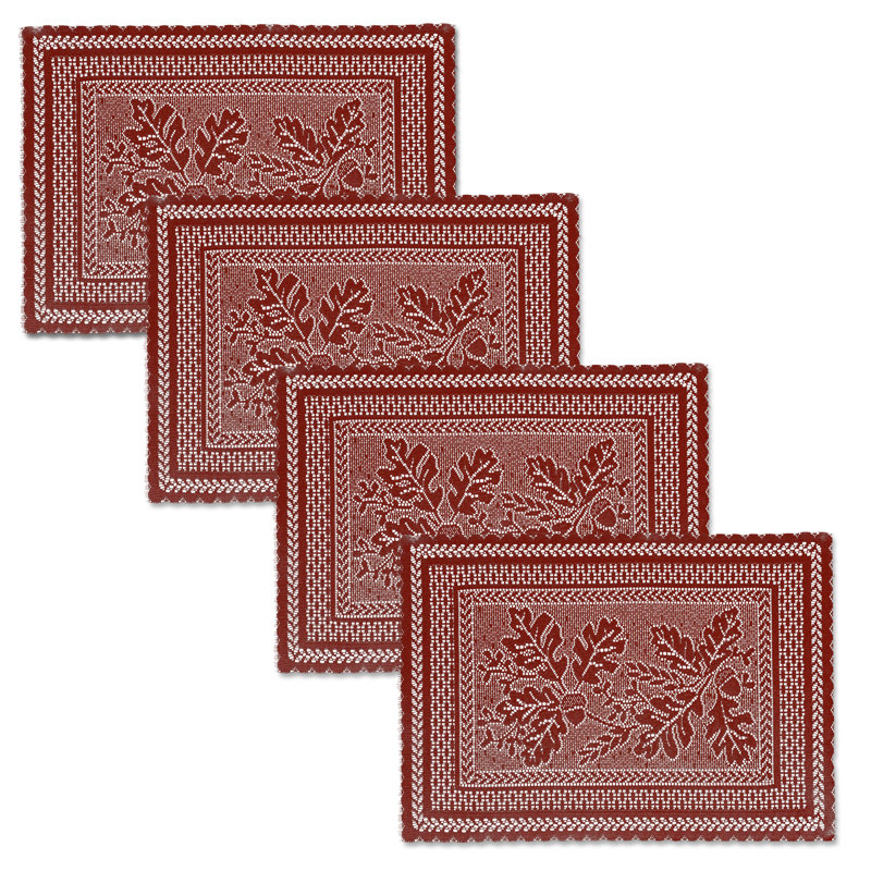 Krebs Polyester Floral Rectangle Placemat, Paprika