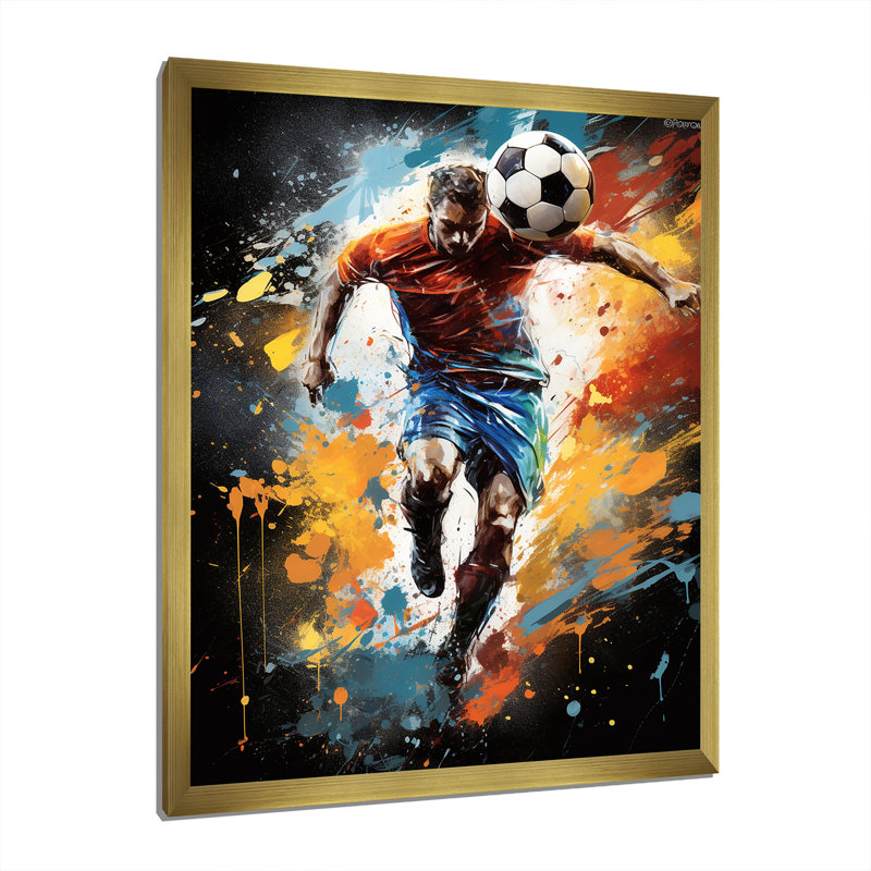 «Urmia Abstract Soccer Portrait Fusion», impressions sur toile, H 40 po x l 30 po x P 1,5 po, Encadrement doré