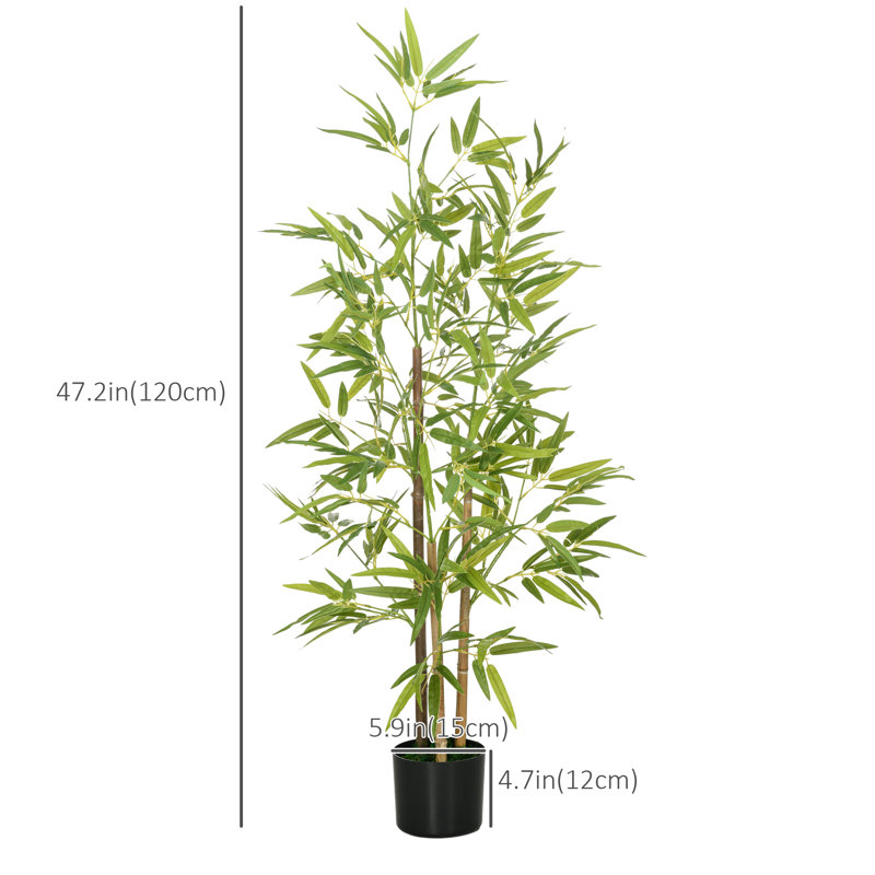 Faux Bamboo Tree in Cement Pot, 47" H x 5.9" W x 5.9" D