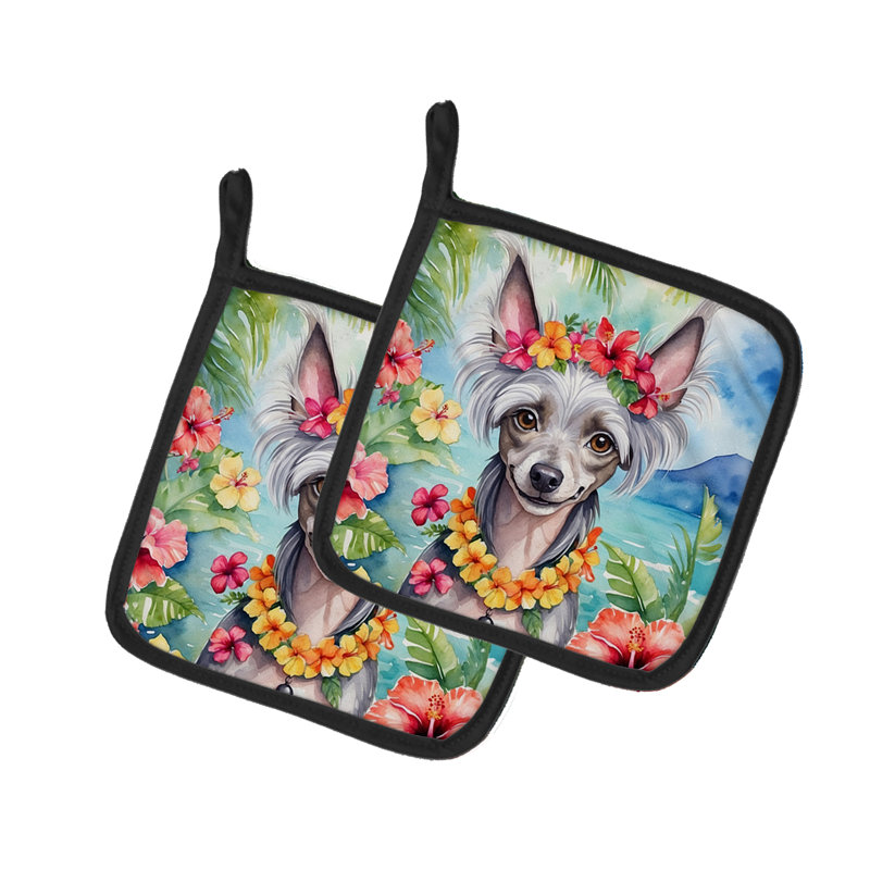 Caroline's Treasures Luau Party Floral Polyester Potholder Set