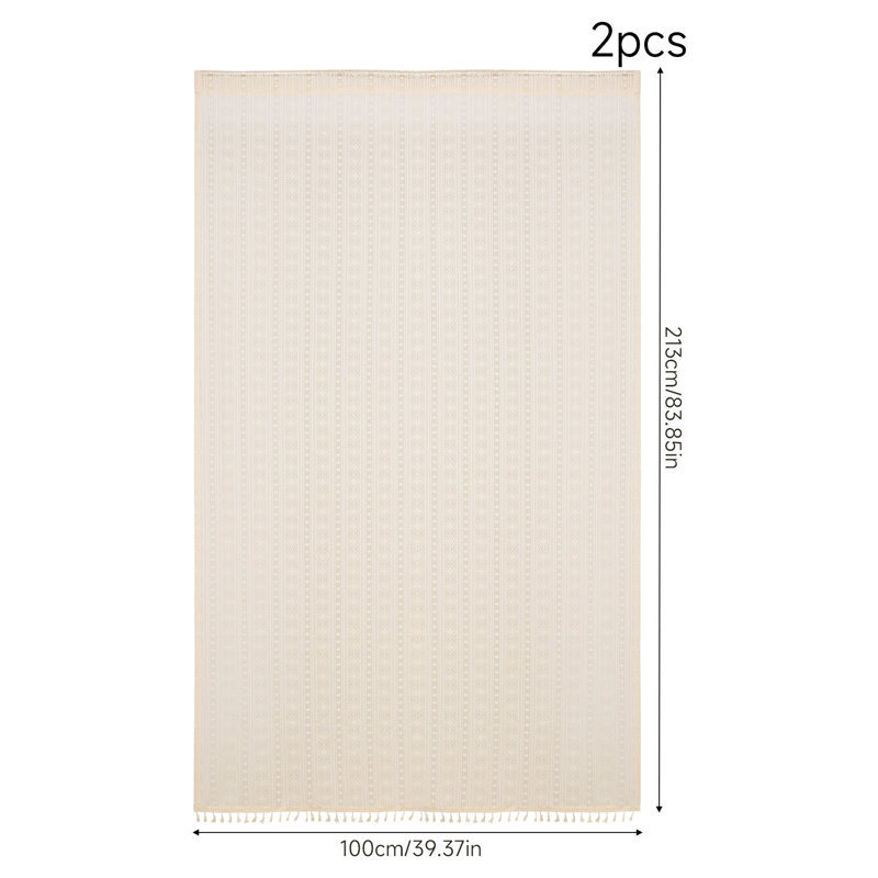 2 Panels Semi-sheer Lace Curtains with Tassels