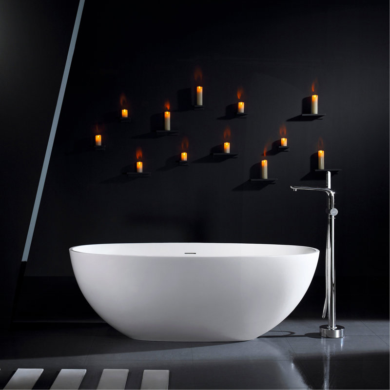 Baignoire de trempage autoportante 65,2 pouces pour salle de bain