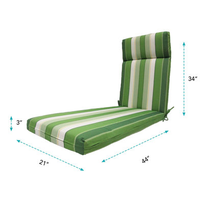 Rohando Stripe Outdoor/Indoor Chaise Lounge Chair Cushion For Patio Furniture, 22" X 76" X 3"