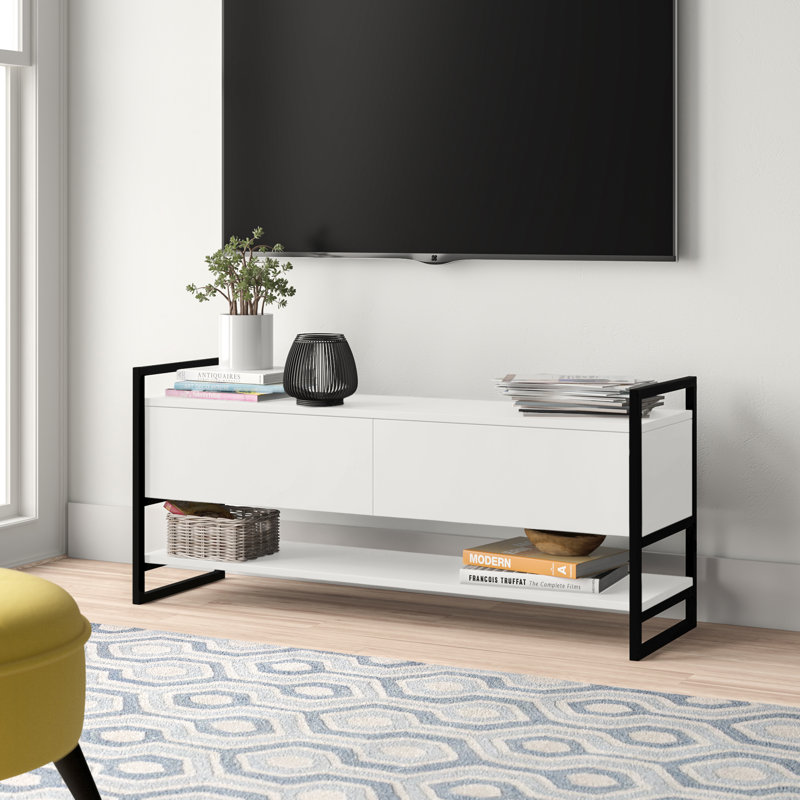 Aird TV Stand for TVs up to 58" - Modern Industrial Design with Ample Storage, White