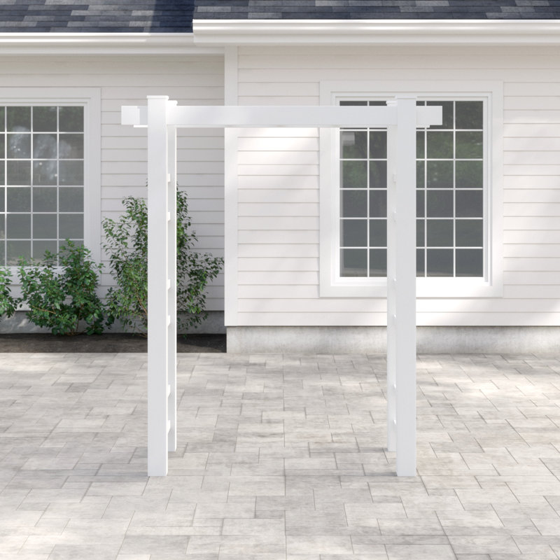 Windsor White Vinyl Garden Arbor with Asian Inspiration