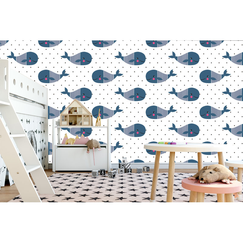 Rouleau de papier peint adhésif et colle 10 pi x l 24 po bébé shark Mcelveen