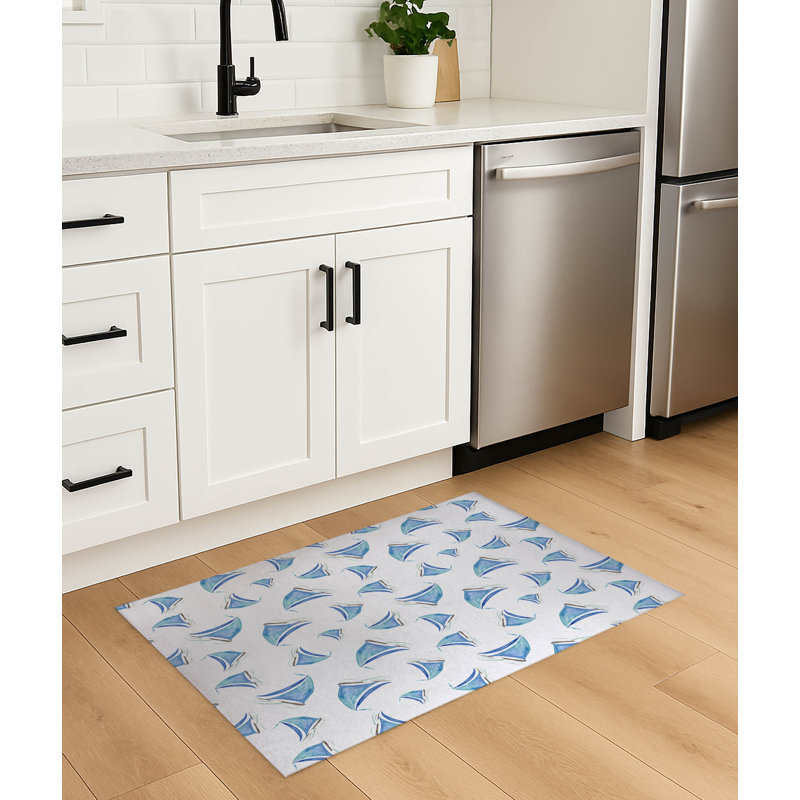 Tapis de cuisine antidérapant Summer, Blanc, Rectangle 5 pi x 7 pi