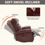 Fauteuil inclinable manuel à massage thermique avec chaise berçante et pivotante en cuir véritable pour le salon