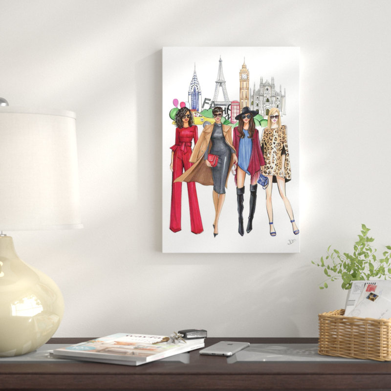 « mode week ladies », impression sur toile, H 40 po x l 26 po x P 1,5 po, Toile tendue, Pas de tapis