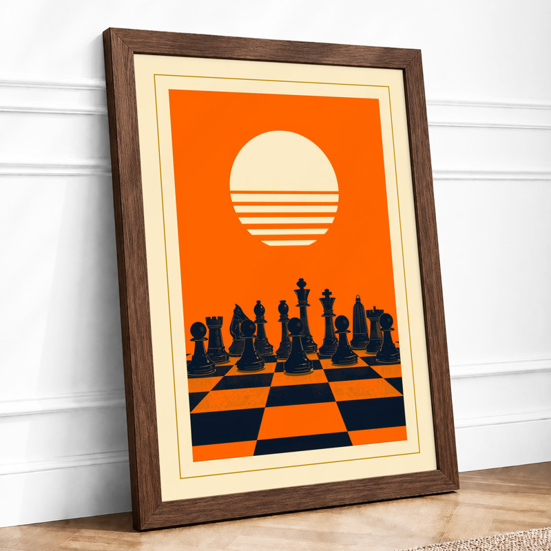Sun and Chessmen Retro - Framed Print, Walnut, A1 - 84.1 x 59.4 cm
