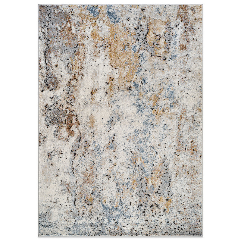 Blended Brushstroke Abstract Area Rug - Modern & Kid Friendly, Easy Maintenance, Rectangle 7'10" x 10'