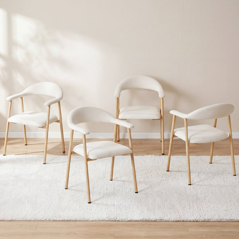 Modern Upholstered Kitchen Dining Chairs, Beige, 4