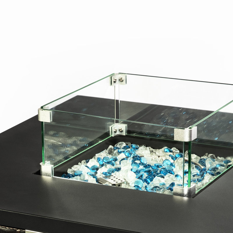 Barrière de protection carrée transparente en verre 14,4 po X pour table de foyer, 2,5 lb