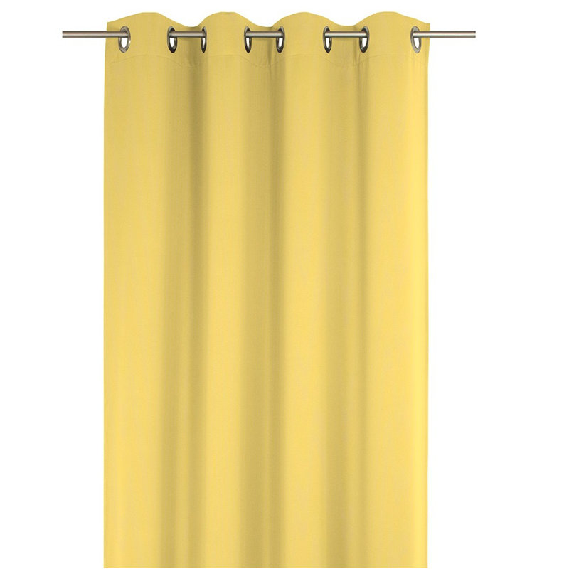 Uni Collection Light 100% Cotton Opaque Grommet / Eyelet Single Curtain Panel, 142cm wide x 295cm high, Yellow