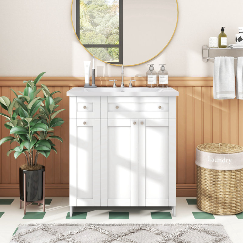 Meuble-lavabo 30 po avec lavabo en céramique, Blanc