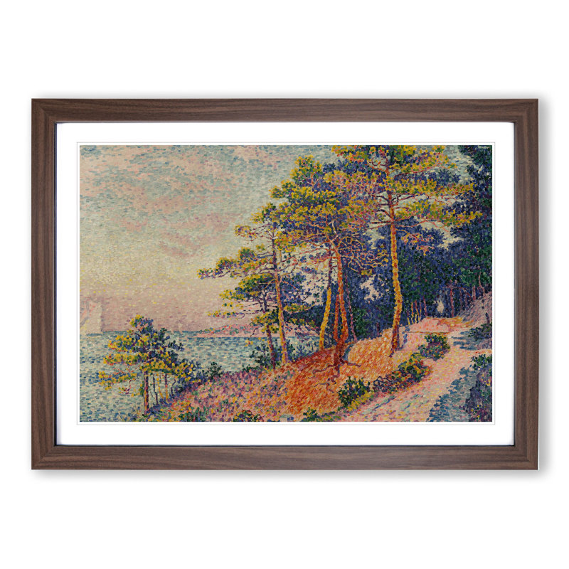 The Trail by Paul Signac - Picture Frame Painting, Walnut Framed, 27cm H x 36cm W x 2cm D