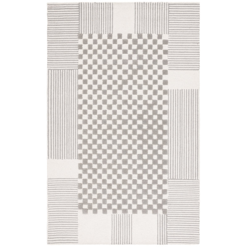 Arbyrd Hand Tufted Wool Pile Checkered Rug, Rectangle 5' x 8'