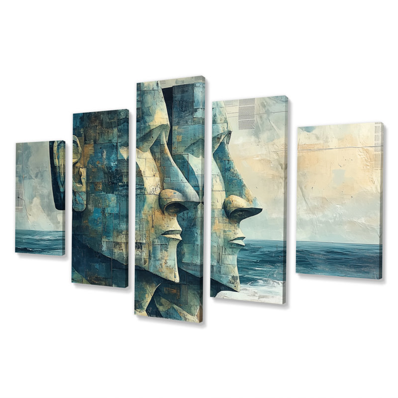 Statues de l'île de Pâques au Chili I - Ensemble d'art mural île de Pâques