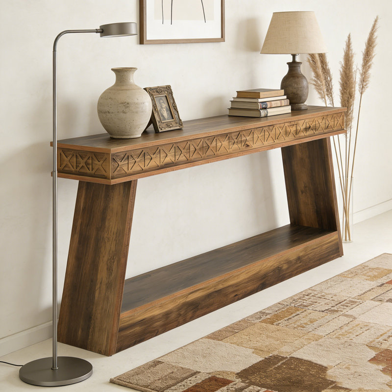 Farmhouse Sofa Table Console Table Entryway Table with Storage, Brown