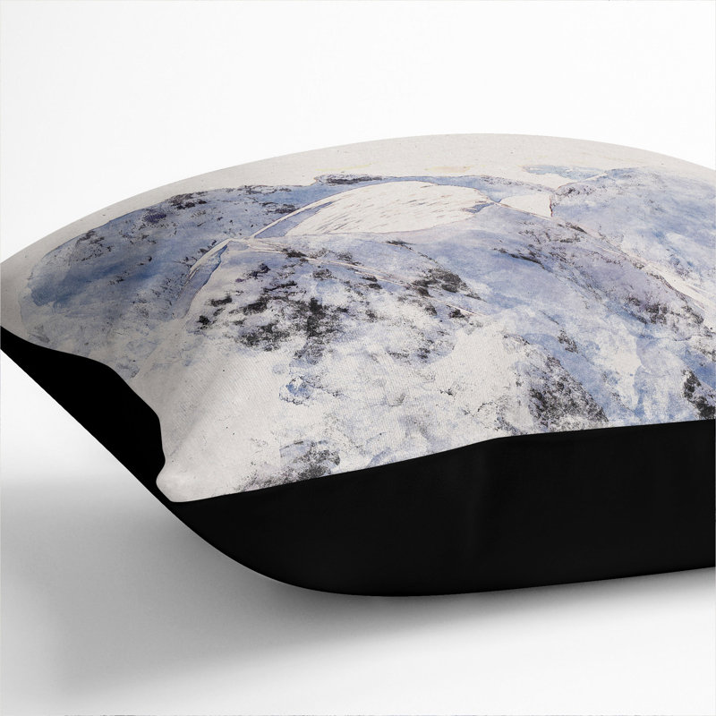Snow Topped Mountains Square Throw Cushion, Black, 40cm H x 40cm W x 15cm D